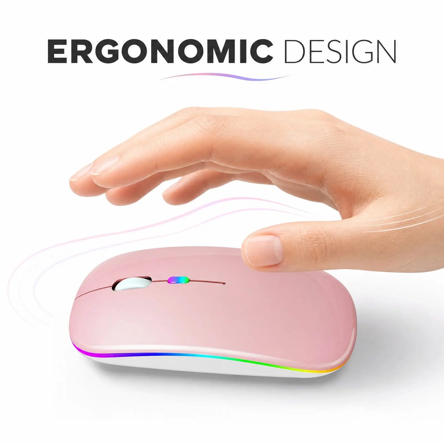 Type C Rechargeable Wireless Mouse, LED Ambilight, Dual Mode 2.4G/Bt, Ergonomic Design, Portable Silent Mouse for Laptops, Desktops, Tablets, Wireless Rechargeable Mice