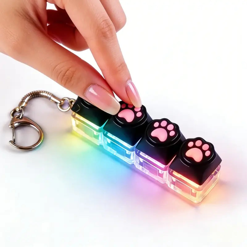 LED Light Keychain Keyboard with Press and Click Buttons Button Clicker Keychain Multi Purpose Keychain Fidget Toy for Relieving Stress and Anxiety Portable Office Desk Accessories Office Decoration Gifts Sensory Fidget Keychain Fidget Keyring