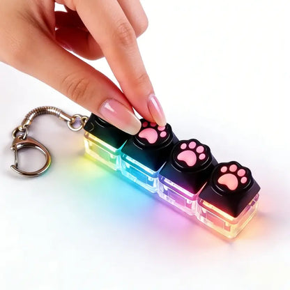 LED Light Keychain Keyboard with Press and Click Buttons Button Clicker Keychain Multi Purpose Keychain Fidget Toy for Relieving Stress and Anxiety Portable Office Desk Accessories Office Decoration Gifts Sensory Fidget Keychain Fidget Keyring