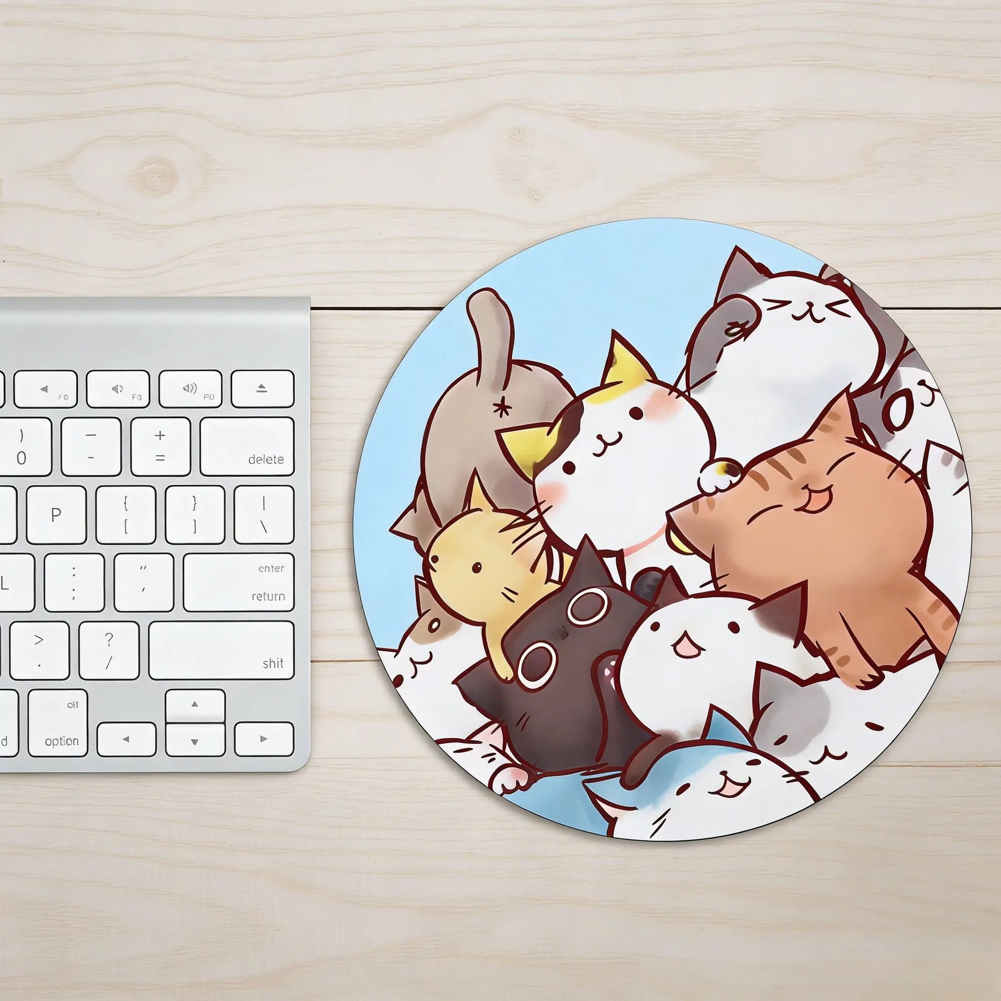 Fashion Cartoon round Mouse Pad, Anti-Slip Rubber Base, Computer Gaming Mouse Mat, Small Desktop Pad for Girls and Ladies, 7.87 Inches, Desktop Accessory