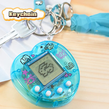 Mini Virtual Pet Game Console, 168 Pet Options Availabletransparent Heart-Shaped Appearance with DIY Customizationportable Design (Can Be Used as Keychain/Bag Pendant)Educational Interactive Toy for Kids’ Pet-Raising Funideal Gift for Halloween