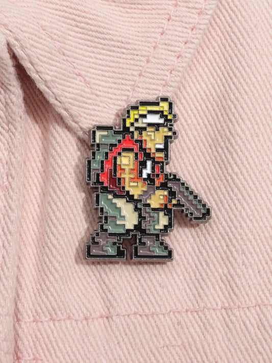 Alloy Bullet Shooting Game Enamel Pin Durable Metal Pins Pixel Arcade Game Alloy Brooch Lapel Backpack Badge Fashion Jewelry Accessories Gift for Friends