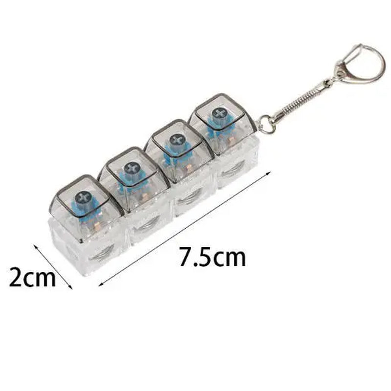【Summervibes】Fidget Toys 1 Count LED Keyboard Keychain Fingertip Clicker Stress Relief Keychain Interesting Pendant‌ for Boys and Girls Portable Keychain Light with Crystal Keycaps and Transparent Design Unisex Elegant Style,Anxiety Toy