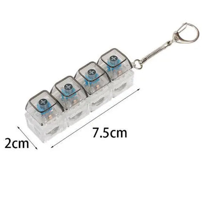 【Summervibes】Fidget Toys 1 Count LED Keyboard Keychain Fingertip Clicker Stress Relief Keychain Interesting Pendant‌ for Boys and Girls Portable Keychain Light with Crystal Keycaps and Transparent Design Unisex Elegant Style,Anxiety Toy