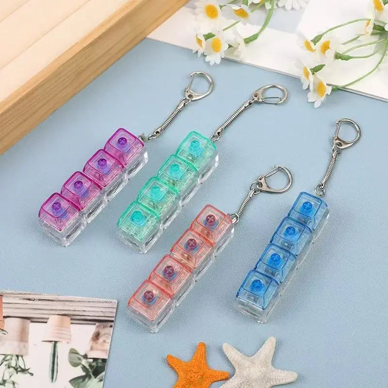 【Summervibes】Fidget Toys 1 Count LED Keyboard Keychain Fingertip Clicker Stress Relief Keychain Interesting Pendant‌ for Boys and Girls Portable Keychain Light with Crystal Keycaps and Transparent Design Unisex Elegant Style,Anxiety Toy