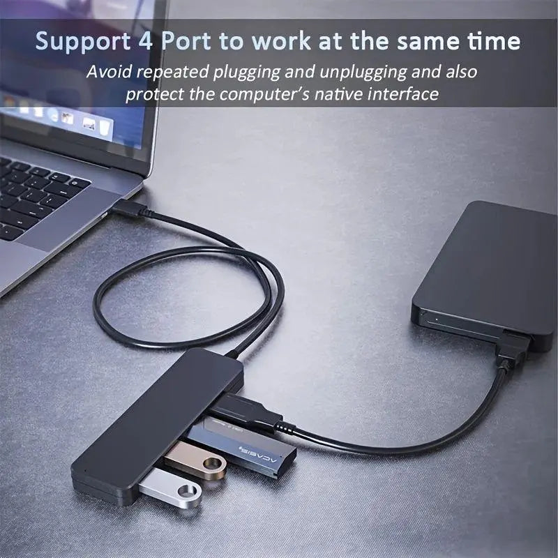 4-In-1 USB 3.0 Hub, Portable USB Hub 4-Port Hub Splitter Multi-Function Adapter and Extension for Laptops, Desktop Computers and Phones, Office Accessories #GLOBAL PICKS