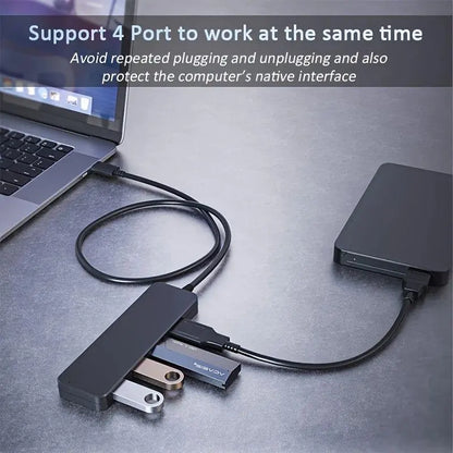 4-In-1 USB 3.0 Hub, Portable USB Hub 4-Port Hub Splitter Multi-Function Adapter and Extension for Laptops, Desktop Computers and Phones, Office Accessories #GLOBAL PICKS
