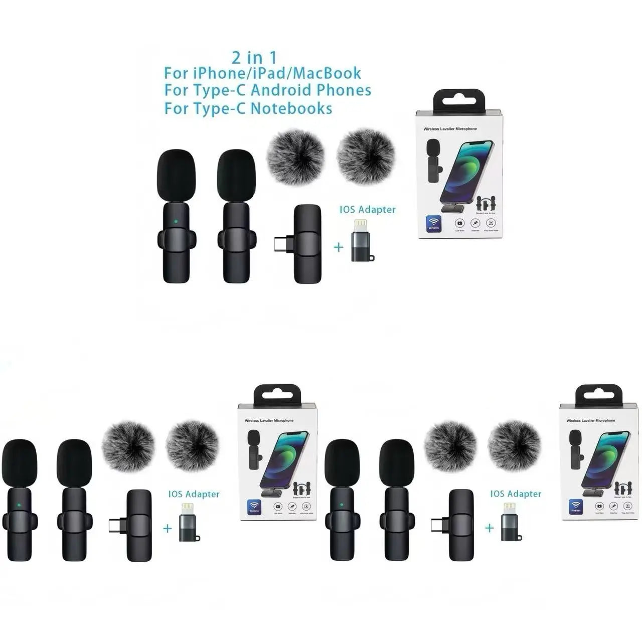 Lavalier Mic for Iphone/Android/Ipad - Mini Clip-On Microphone with Crystal Clear Sound for Live Streaming, USB-C Vlog Microphone for Smartphones